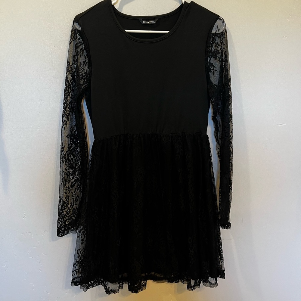 Black dress with lace sleeves